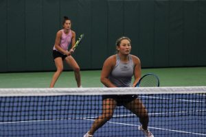 Tara Moore (foreground) and Emina Bektas who are the defending champs and advanced to the finals
